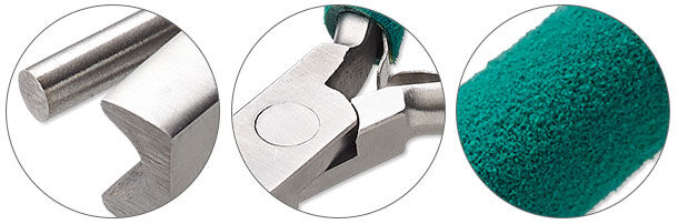 Looping plier nose, plier hinge, plier grip texture