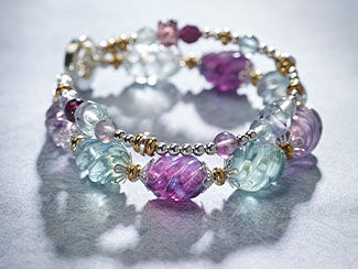 A rainbow fluorite double strand bracelet