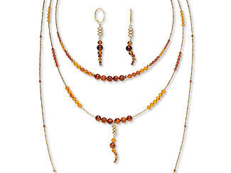 Amber and Crystal Necklace & Earrings