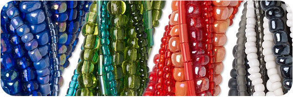 Multicolored seed bead hanks