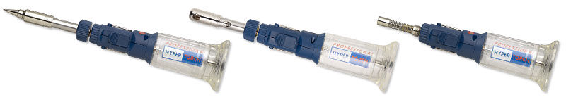 Three different tips on soldering irons