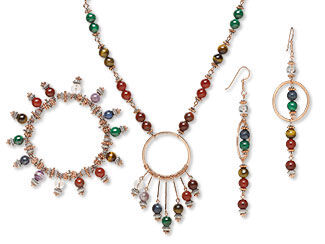 Single-Strand Necklace, Stretch Bracelet and Earring Set