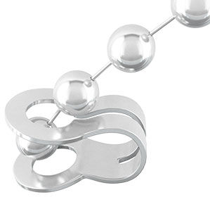 Ball chain being inserted into connector