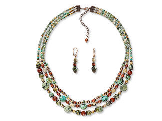 Triple-Strand Necklace and Earring Set