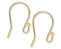 Gold-plated brass fishhook ear wires