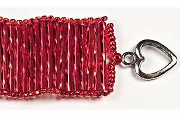 Toggle clasp on end of beaded bracelet