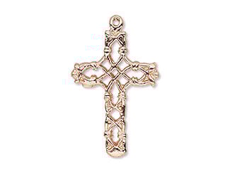 Product A 4 2 1 7 F N - Gold cross with lacy patterns.