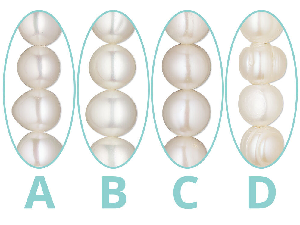 Pearls and the letters A, B, C and D