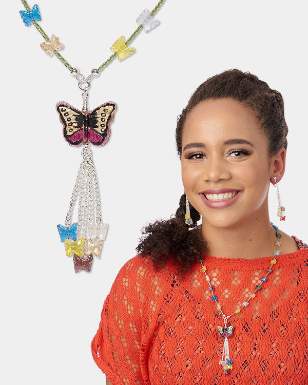 model showcasing Summer themed necklace