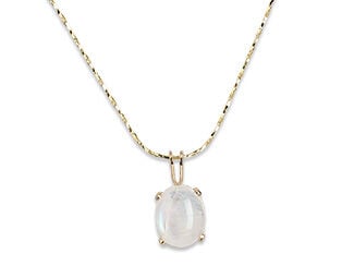 Design Idea K 7 0 E - Necklace features "vermeil" Gossamer&trade; chain with a pendant of an oval rainbow moonstone cabochon in a gold setting.