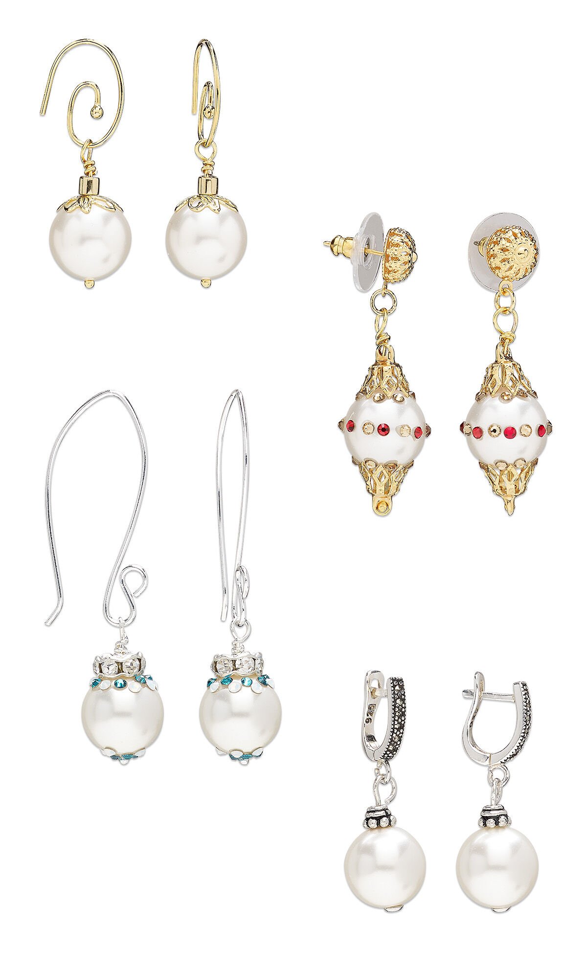 Earrings with Crystal Passions pearls and rose flat backs Design Idea R H 3 3 