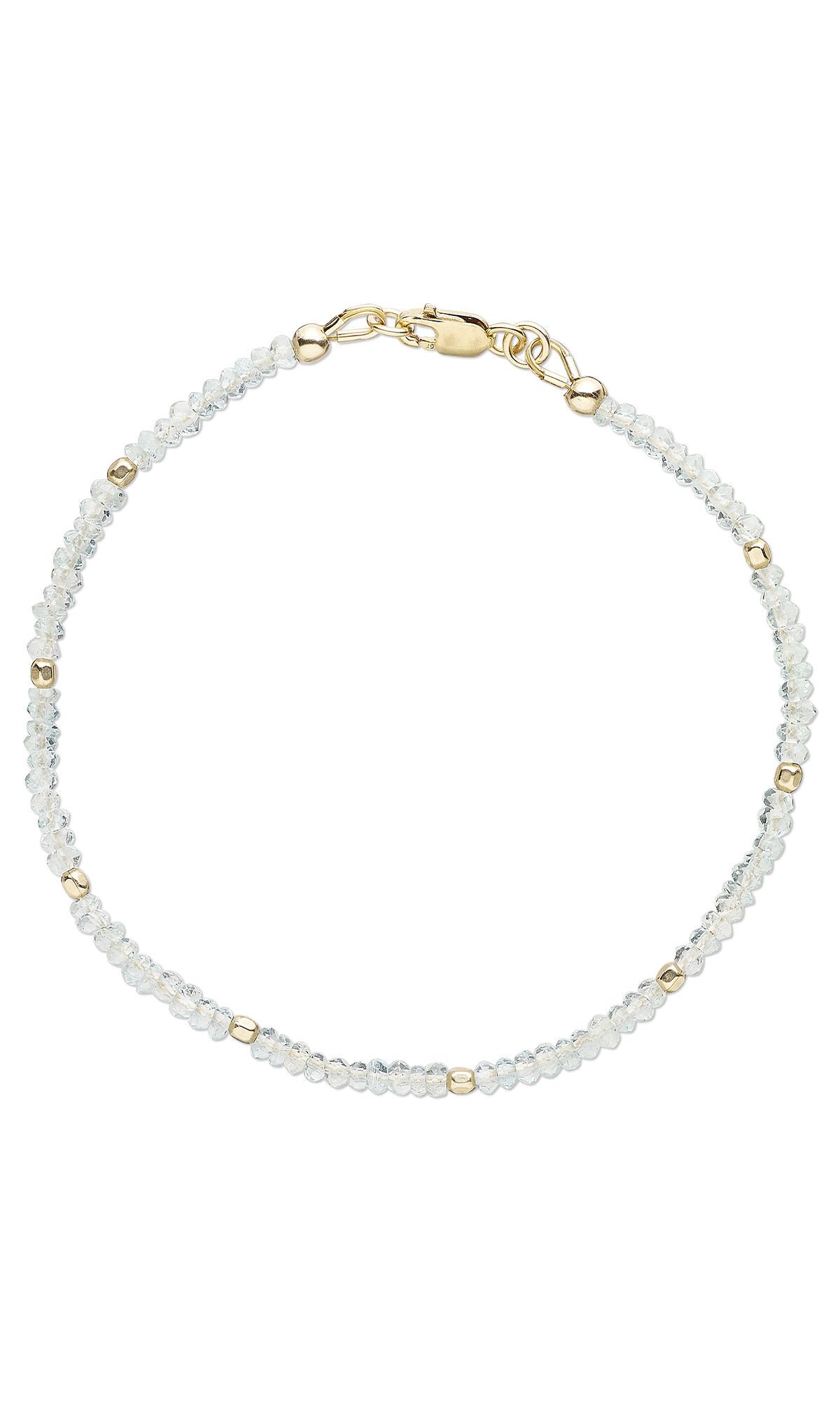 Design Idea R G 2 J Bracelet composed of many small white faceted gemstones interspersed with even smaller gold beads.