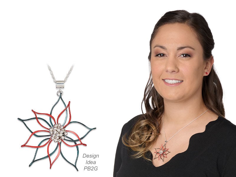 Model wearing a wireworked necklace