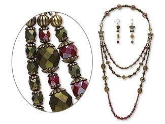 Convertible Triple-Strand Necklace and Earrings Set