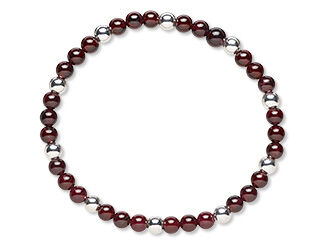An image of a stretch bracelet made with garnet round beads