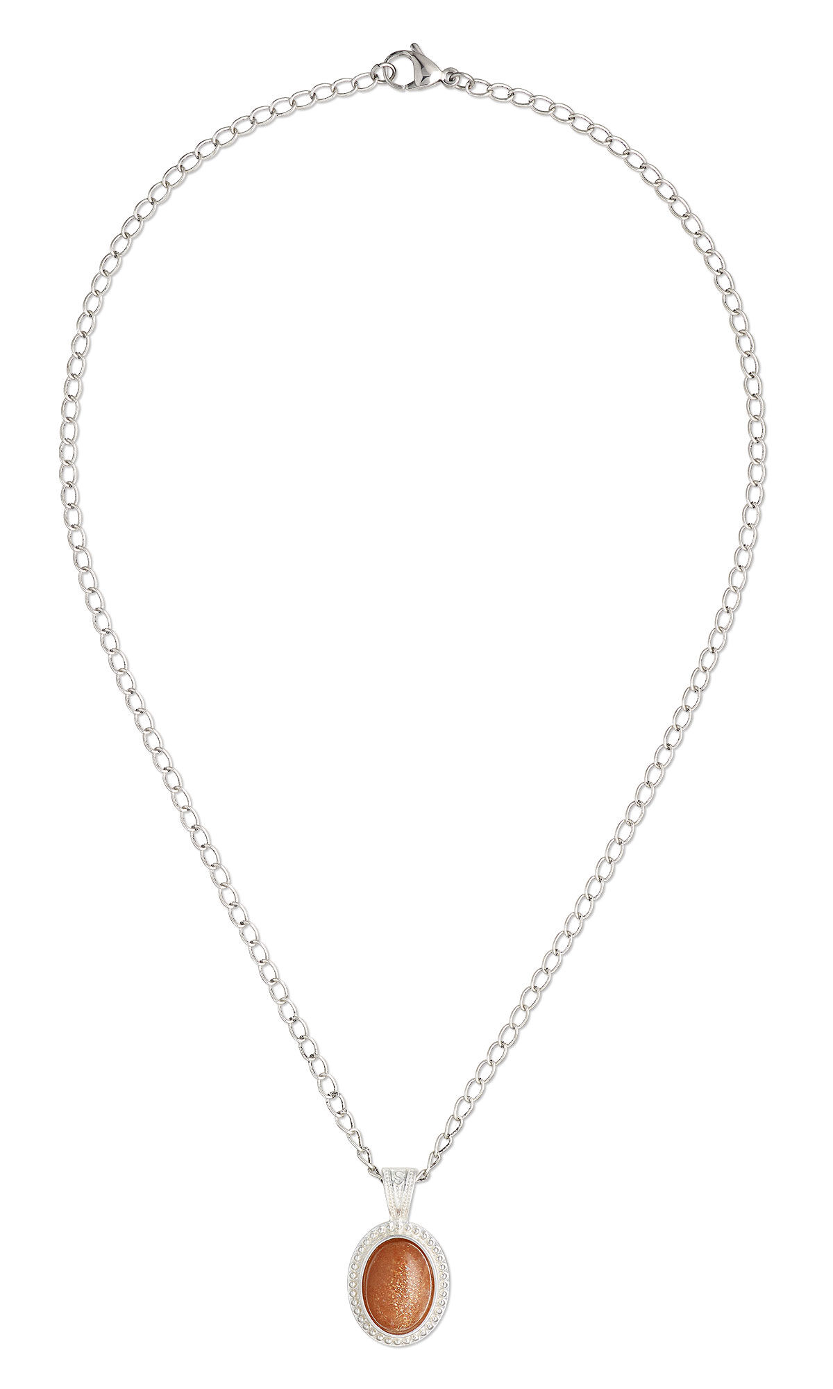 Chain necklace with a sunstone pendant