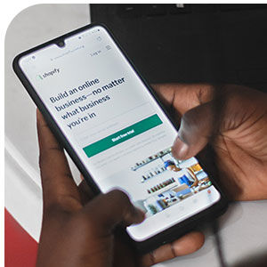 Smartphone browsing on shopify