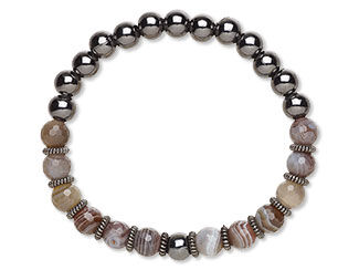 An image a stretch bracelet with botswana agate beads and metal beads
