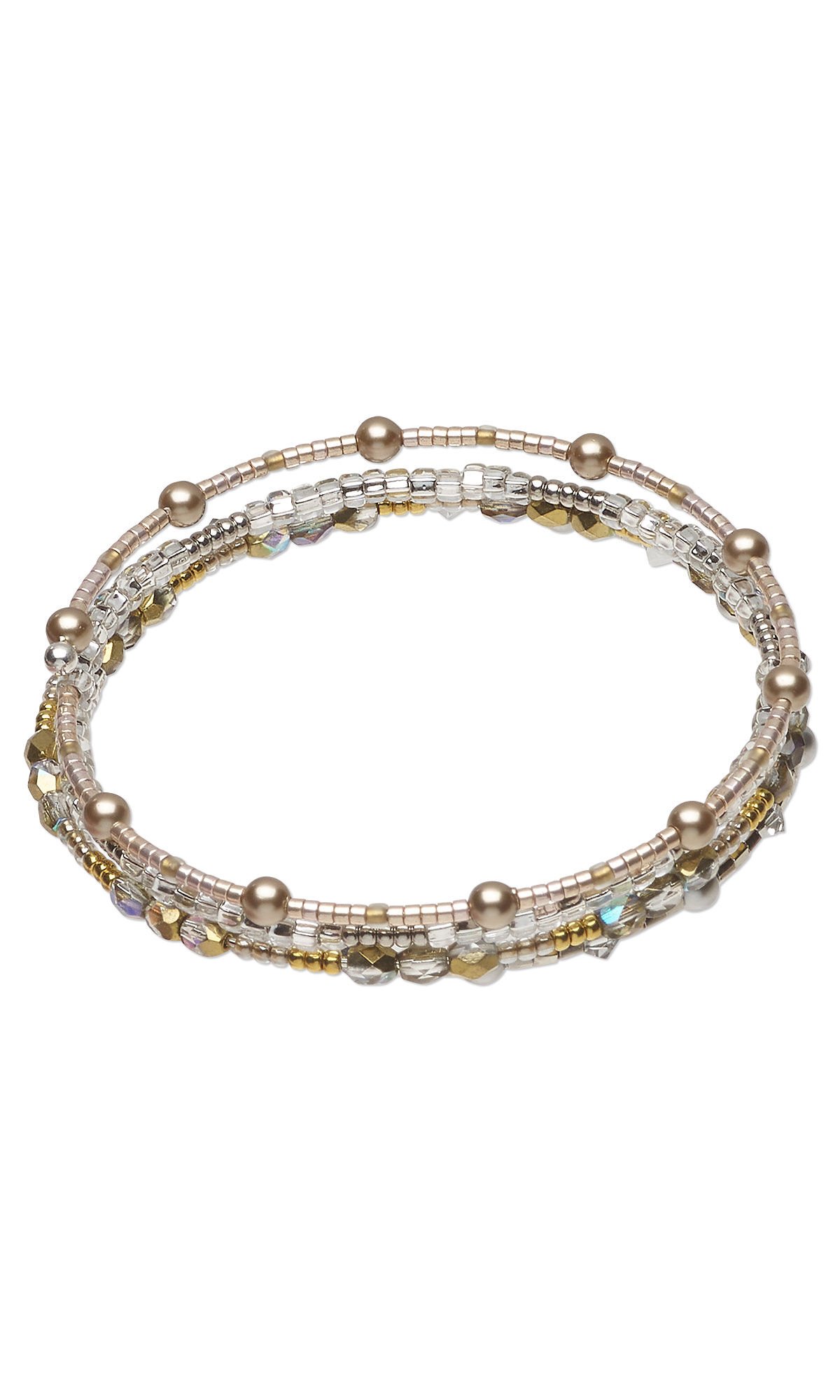 Design Idea S A 2 G - Memory wire bracelet with metallic gold- and silver-hued beads