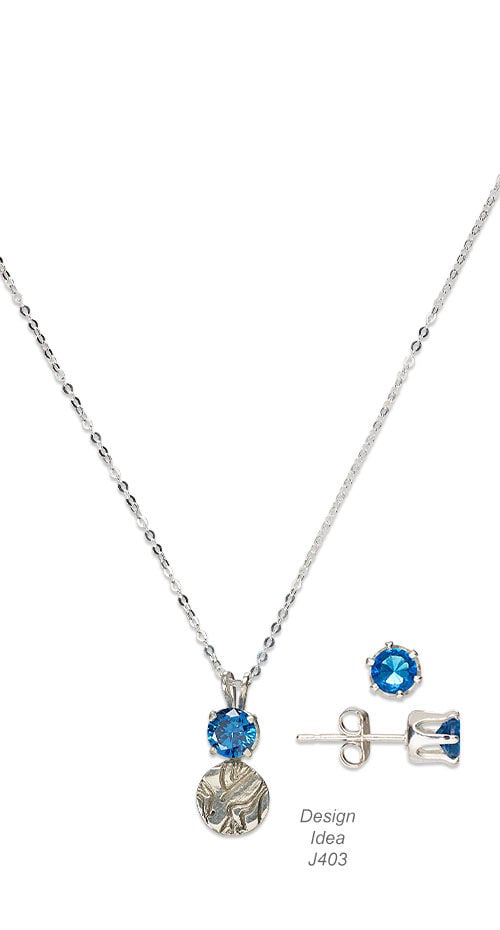 Necklace and earrings using faceted gems