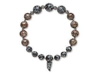 Stretch bracelet with snowflake obsidian beads