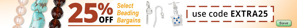 Save an Extra 25% Off on Select Beading Bargains. Use the code EXTRA25 at checkout to claim offer.