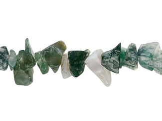 Moss agate chip beads in colors ranging from black and grey to mossy green and white