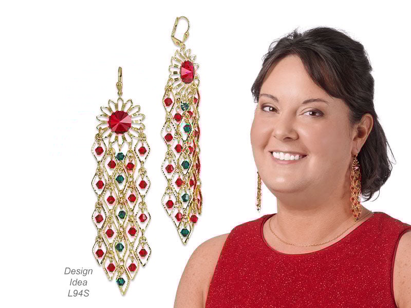 Model wearing a jewelry set made with crystal beads