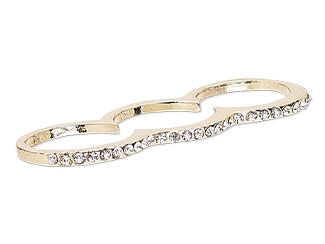 Three-Finger Ring with Rhinestones