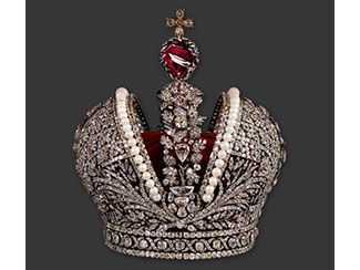 Diamond-encrusted crown of the Romanovs has a red gemstone topped by a silver cross on the top.
