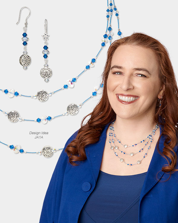 model showcasing Christmas themed necklace