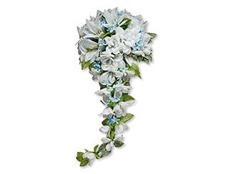 Design Idea D 8 7 H - beaded floral bridal bouquet with white and blue flowers
