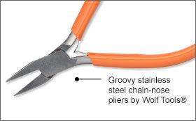 Groovy stainless steel chain-nose pliers by Wolf Tools