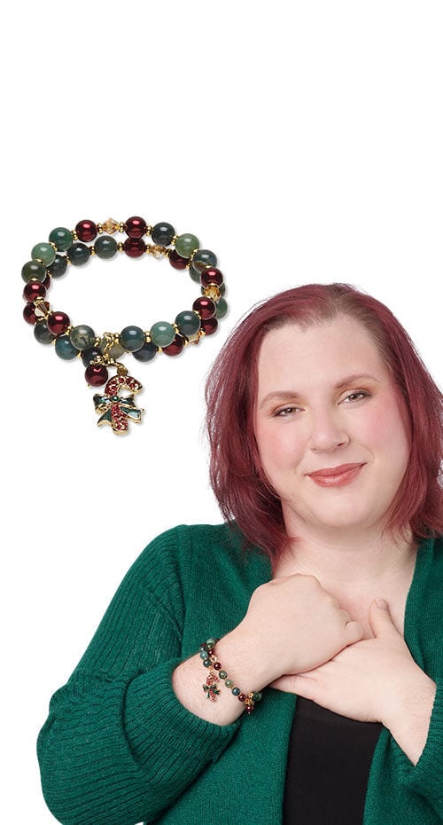 Model and gemstone stretch bracelet