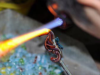 Colored glass added for the seahorse's eyes