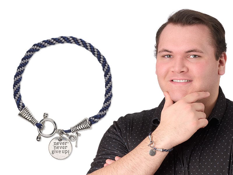 Model wearing bracelet with findings