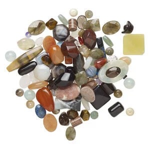 Multi-gemstone beads, mixed shape, 6 oz mix 4-35mm