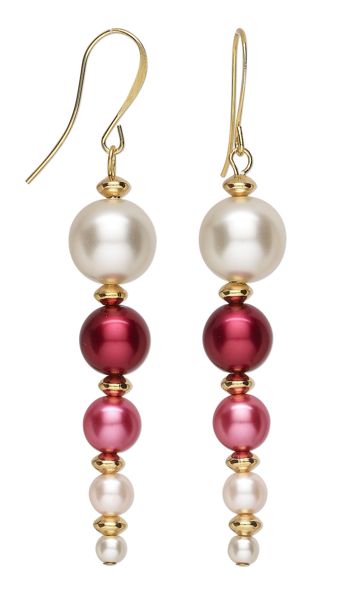 Design Idea S M 2 5 &ndash; Valentine&rsquo;s Day earrings made with Celestial Crystal&reg; round pearl beads, and gold-plated beads and findings