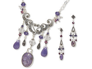 An image of a Charoite Bead and Cabochon Jewelry Set