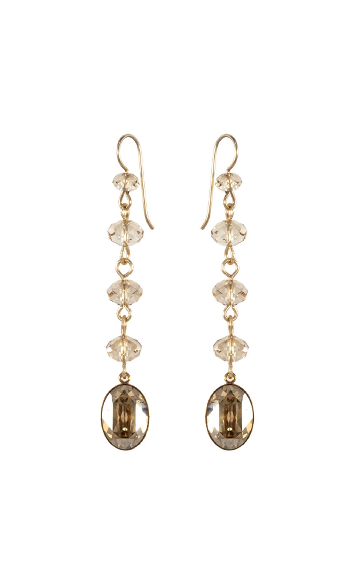 Design Idea R H 4 4 Chandelier earrings with pale oval faceted crystal beaded links and matching crystal focals at the bottom.