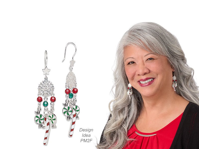 Model wearing jewelry that uses jump rings