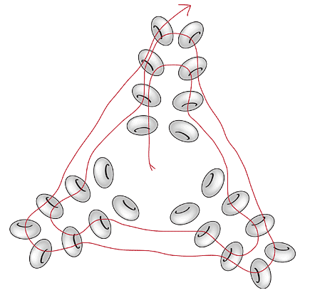 Tubular herringbone stitch example diagram