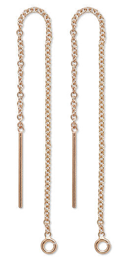 Ear thread, 14Kt rose gold-filled, 3 inches with open loop