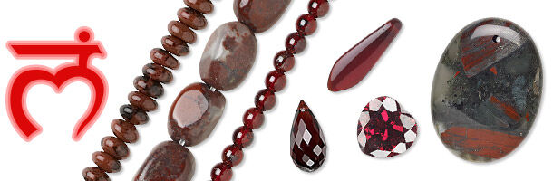 Assorted red gemstones