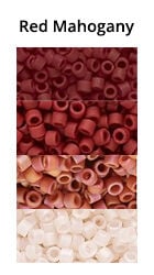 Seed beads in dark reddish-brown at the top, gradually moving through four colors to pale pink at the bottom