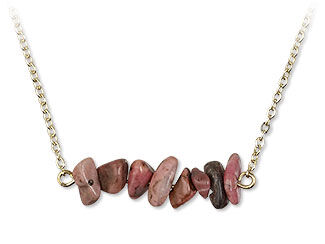 An image of rhodonite beads on head pin and chain necklace
