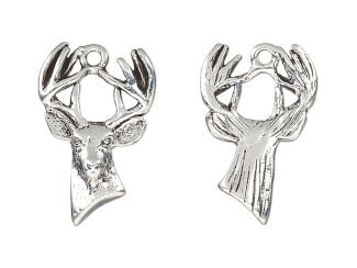 Silver deer head charms have a loop at the top in the antlers