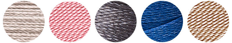 Five examples of silk Cord
