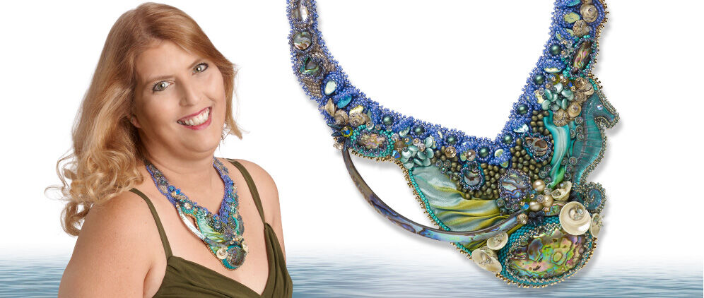 Model wear design idea L A 4 W Bib-Style Necklace with Shell Components, Crystal Passions® Beads and Seed Beads