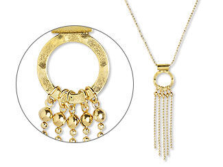 Gold chandelier pendant on a necklace